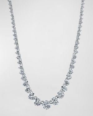 Neiman Marcus 18K 3-Prong Riviera 16" Diamond Necklace - White