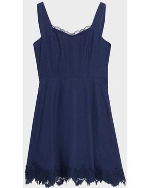 Generation Love Ive Lace-Trim Linen Mini Dress - Blue