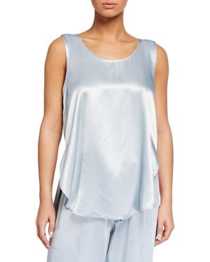 PJ Harlow Jackie Silk Slit Tank Top - Blue
