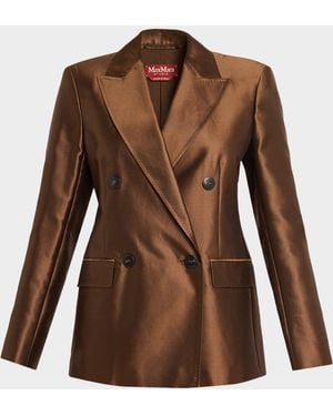 Max Mara Shiny Double-Breasted Blazer - Brown
