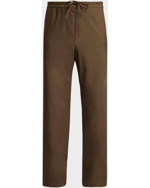 The Row Apos;S Ari Wool Wide-Leg Drawstring Pants - Brown