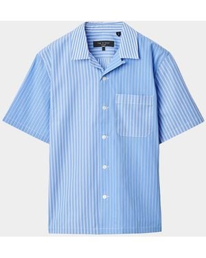 Rag & Bone Apos;S Avery Poplin Stripe Short-Sleeve Shirt - Blue