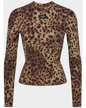 Dolce & Gabbana x SKIMS Cotton Jersey Long-Sleeve T-Shirt - Brown