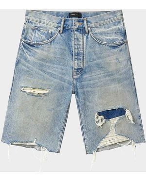 Purple Apos;S Faros Distressed Cotton Denim Shorts - Blue
