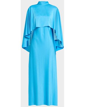 Emanuel Ungaro Abigal Mock-Neck Cape Gown - Blue