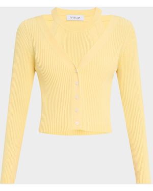10 Crosby Derek Lam Lonnie Knit Layered Cardigan - Yellow