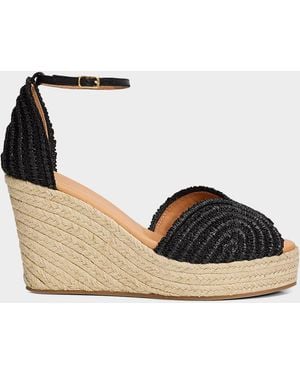 Odissi 95Mm Ava Raffia Espadrille Wedge Sandals - Black