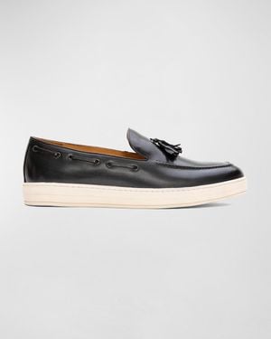 Ike Behar Success Leather Tassel Loafers - Blue