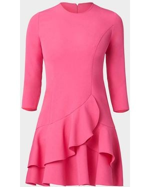 Shoshanna Nessa Ruffle-Hem Stretch Crepe Mini Dress - Pink