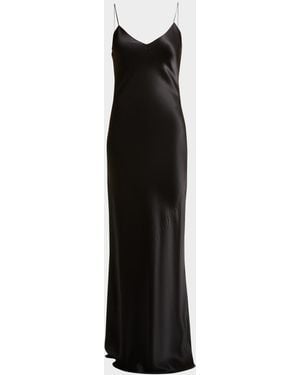 Nili Lotan Silk Satin Slip Gown - Black