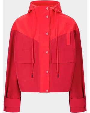 STAUD Alta Hooded Peplum Jacket - Red