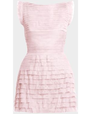 BCBGMAXAZRIA Sleeveless Tiered Tulle Mini Dress - Pink