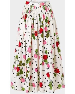 Nicholas Amabelle Pleated Floral-Print Midi Skirt - White