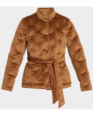 Fleurette Tufted Down-Fill Quilted Hudson Jacket - Brown