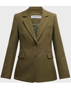 Argent Two-Button Twill Blazer - Green
