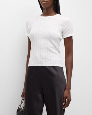 Leset Pointelle Slim Fit Tee - White