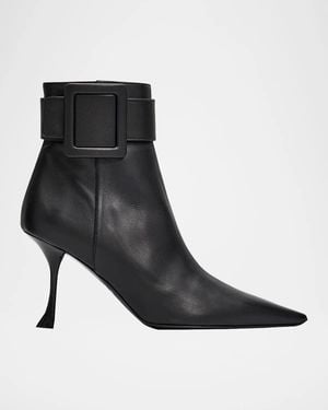 Roger Vivier 85Mm Viv Ville Leather Booties - Black