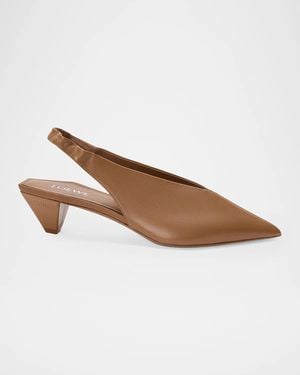 Loewe 45Mm Origami Cubic Leather Slingback Pumps - Brown
