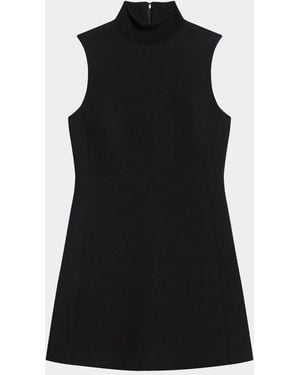 Theory Turtleneck A-Line Sleeveless Mini Dress - Black