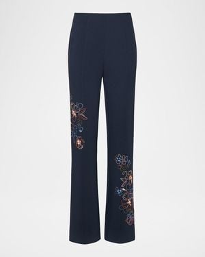 Cinq À Sept Kingsley Blooming Linework Pants - Blue