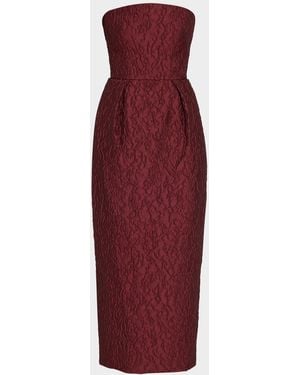 Monique Lhuillier Strapless Textured Jacquard Midi Dress