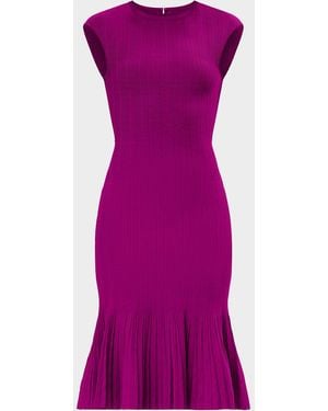Hervé Léger The Bridget Sleeveless Pleated-Hem Mini Dress - Purple