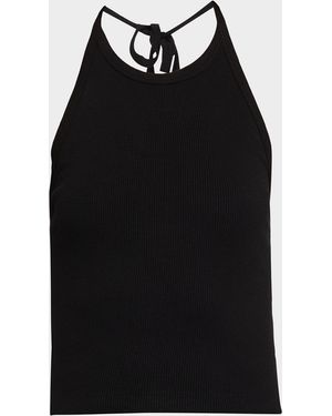 RE/DONE Sylvie Ribbed Halter Tank Top - Black