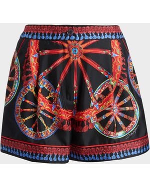 Dolce & Gabbana Carretto-Print Silk Twill Shorts - Red