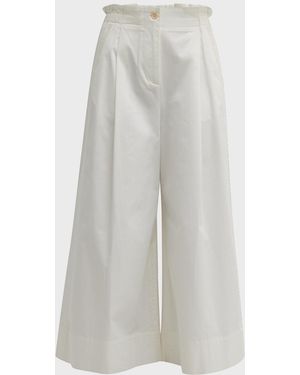 Merlette Sargent Embroidered Pleated Wide-Leg Pants - White