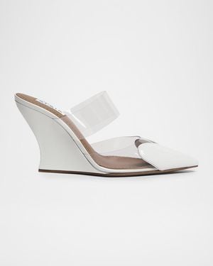 Alaïa 90Mm Coeur Heart Clear Wedge Mules - White