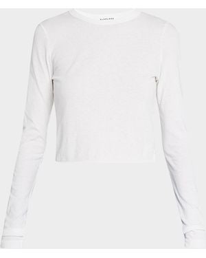 SLVRLAKE Denim Long Sleeve Cropped Baby Tee - White