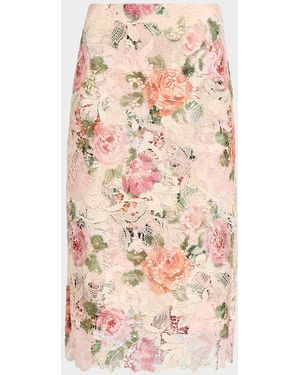 Emanuel Ungaro Claro Floral Lace Midi Skirt - Multicolor