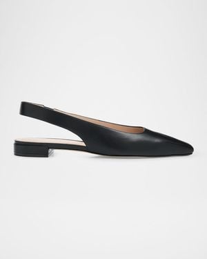 Stuart Weitzman Stassi Leather Slingback Flats - Black