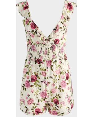 Alice + Olivia Gemma Embroidered Floral Romper - Multicolor