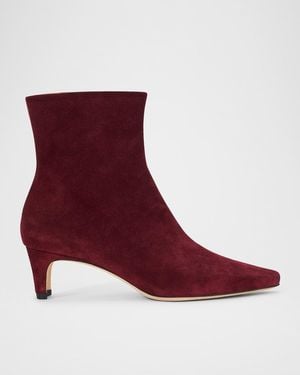 STAUD Wally Suede Ankle Boots - Red