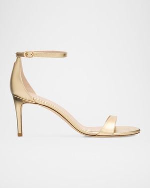 Stuart Weitzman Nudist Ii Metallic Ankle-Strap Sandals - Natural