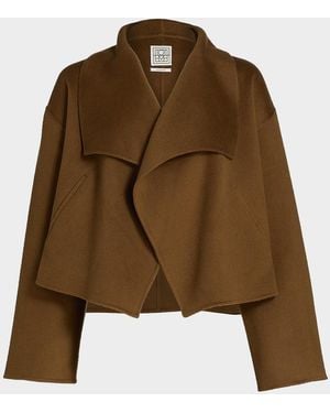 TOTEME Signature Cropped Wool Double Jacket - Brown