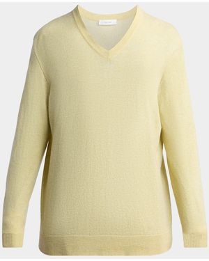 The Row Nian Cashmere V-Neck Sweater - Yellow