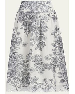 Kobi Halperin Lidia Floral-Print Midi Skirt - Gray