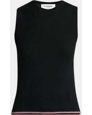 Thom Browne Rwb Wool Rib-Knit Shell Top - Black