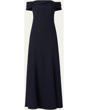 Shoshanna Flores Off-The-Shoulder Crepe Gown - Blue