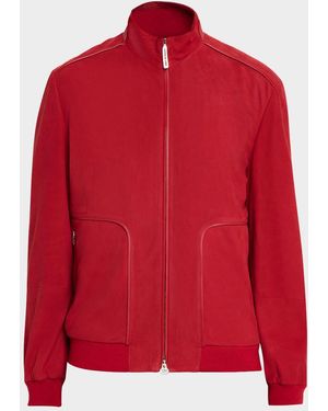 Stefano Ricci Apos;S Perforated Suede Zip-Pocket Blouson - Red