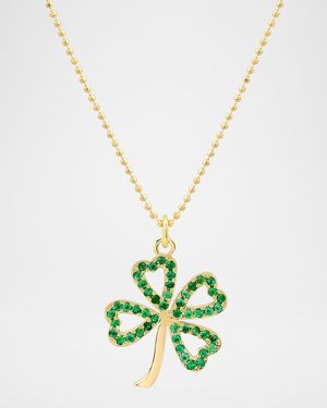 Jennifer Meyer 14K Emerald Open Clover Pendant Necklace - Multicolor