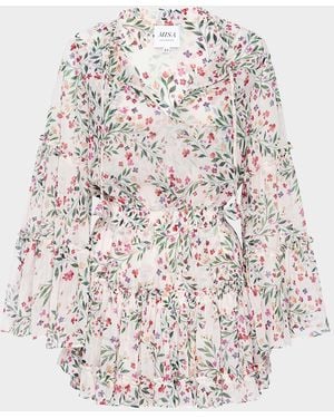 MISA Los Angles Leeva Chiffon Mini Dress - White