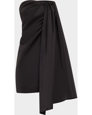 Halston Isla Draped Heavy Satin Mini Dress - Black
