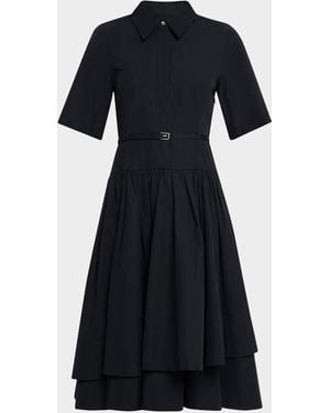 Co. Short-Sleeve Belted A-Line Dress - Black