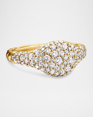 David Yurman Sculpted Cable Pinky Ring With Diamonds - White