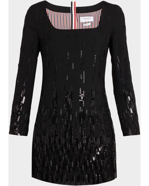 Thom Browne Sequinned Long-Sleeve Mini Dress - Black