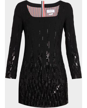 Thom Browne Sequinned Long-Sleeve Mini Dress - Black