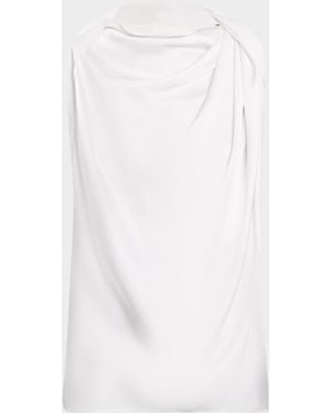 Michael Kors Sleeveless Draped High-Neck Blouse - White